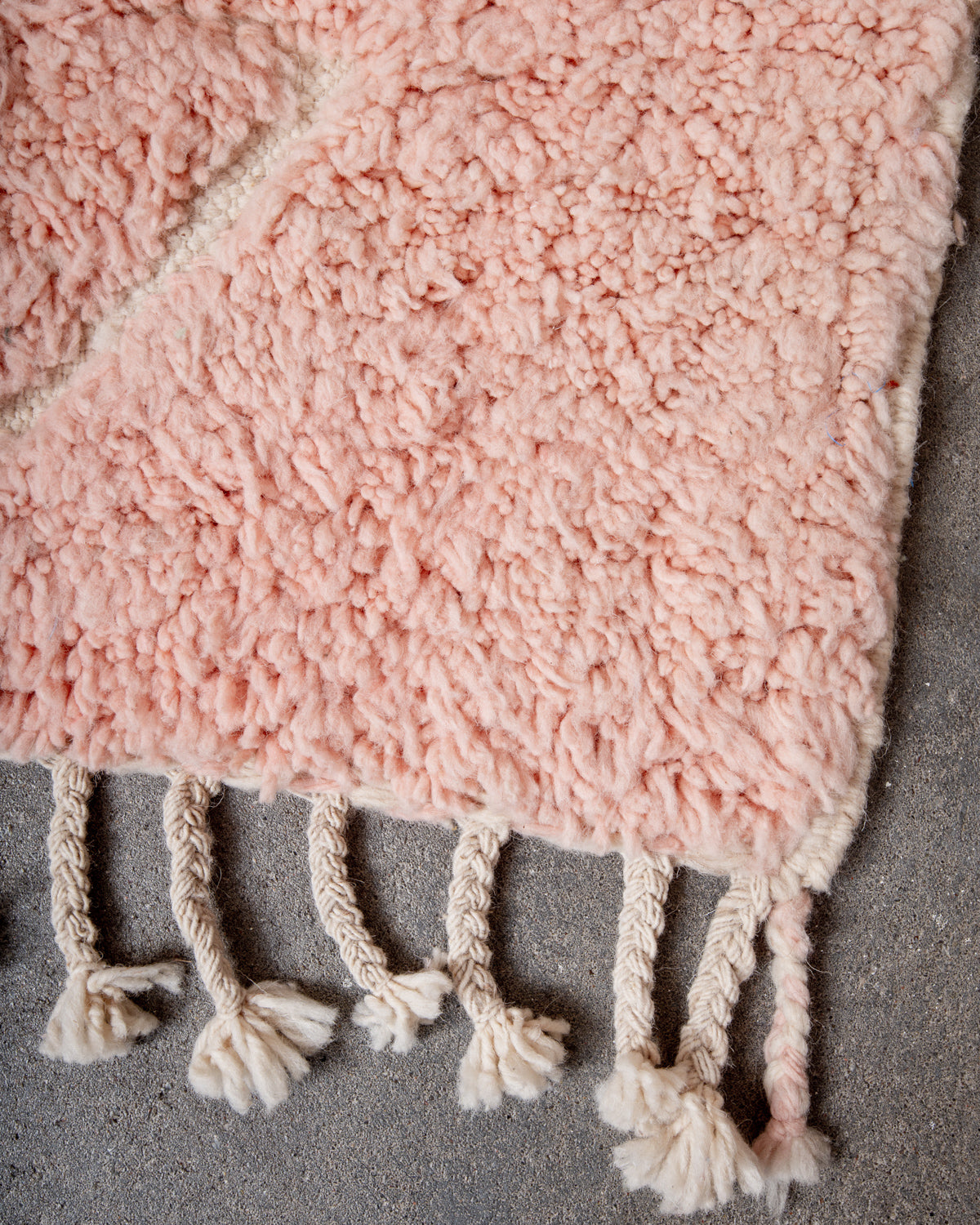Modern, designer, handcrafted Berber rug from Morocco. Beniourain carpet with beautiful colours and patterns and fluffy wool texture.